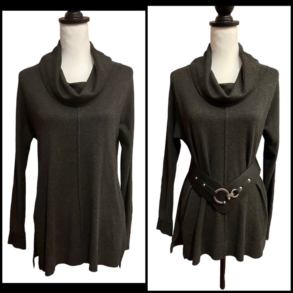 JOAN VASS Cowl Neck Tunic Sweater